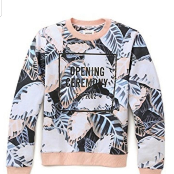 Like New Authentic Opening Ceremony Painted Leaves OC Sweatshirt Top Shirt Crew - Picture 2 of 8